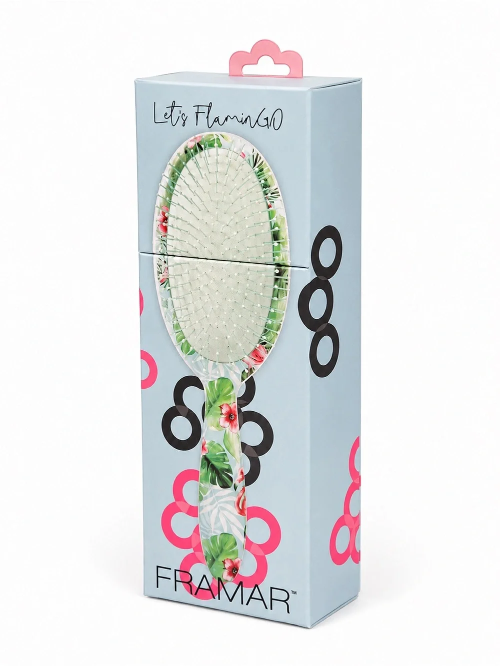Framar Let’s FlaminGO Detangling Hair Brush Tropical Floral NIB Wet & Dry